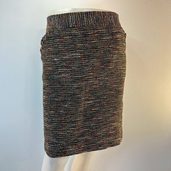 Ann Taylor Loft Women's Black Multi Stripe Tweed Skirt - Size 14 - Picture 1 of 5
